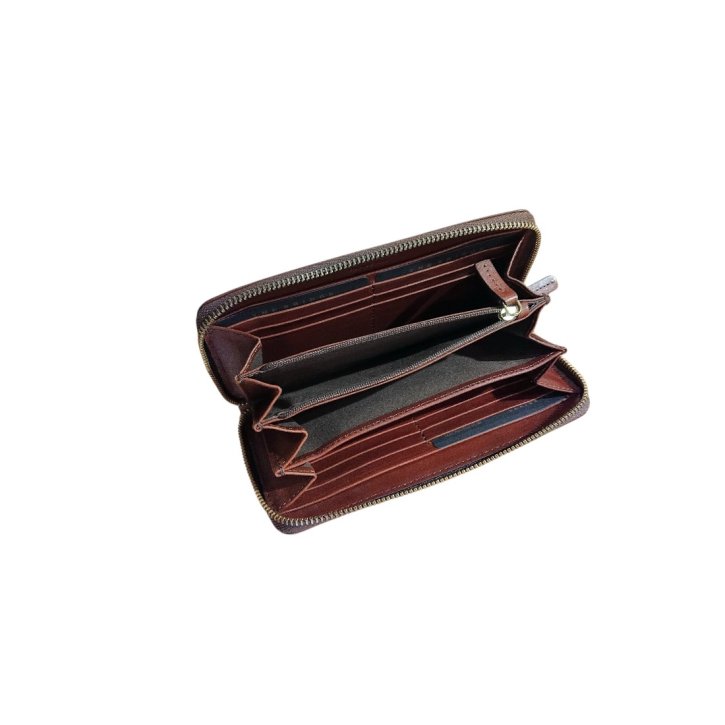 the bridge Reißverschlussbörse Rindleder braun